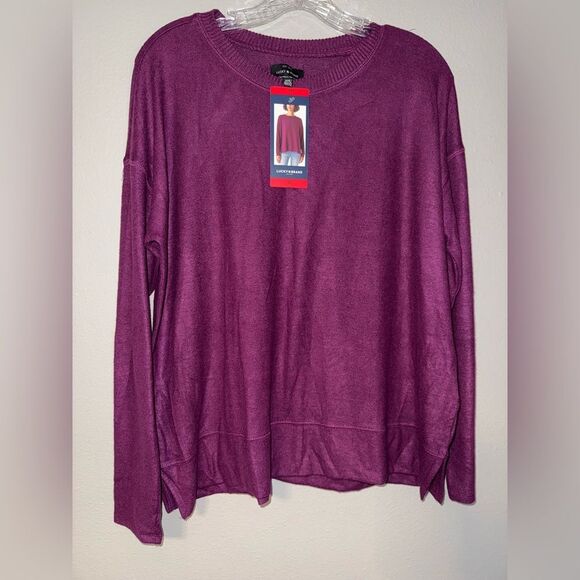 Lucky Brand Rich Purple Crew Neck Sweater Medium NWT #714 - Picture 1 of 6